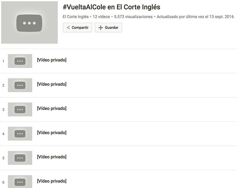 Los vídeos de la campaña ya no son visibles en el canal de YouTube de El Corte Inglés. / FOTO: actuall.com
